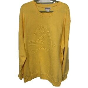 Pusheen 3D Cooking Baking Cat Yellow Long Sleeve Comfort Sweatshirt Sz 2XL